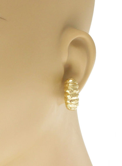 Henry Dunay 18k Gold Hammered Shrimp Style Post Clip Huggie Earrings