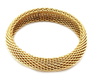 Tiffany & Co. Somerset 18k Yellow Gold 16mm Wide Mesh Flex Bracelet