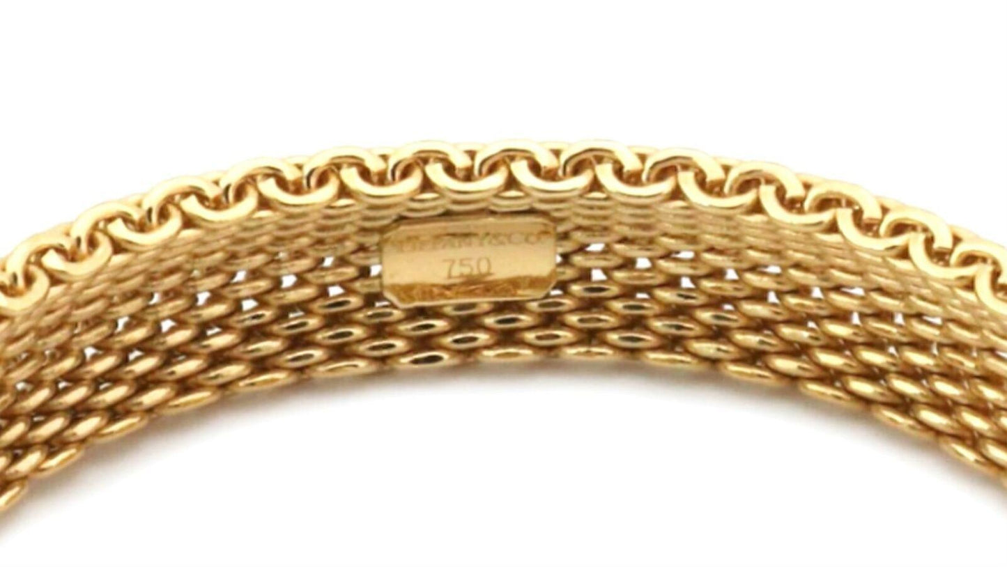 Tiffany & Co. Somerset 18k Yellow Gold 16mm Wide Mesh Flex Bracelet