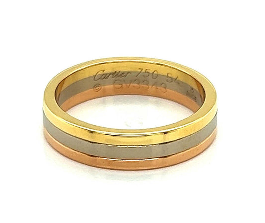 Cartier Vendome Louis Cartier 18k Tri-Color Gold 4.8mm Band Ring w/Cert-6.5