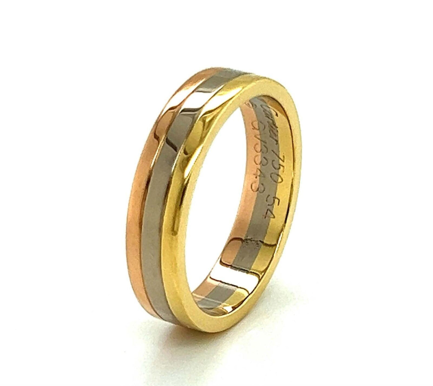 Cartier Vendome Louis Cartier 18k Tri-Color Gold 4.8mm Band Ring w/Cert-6.5