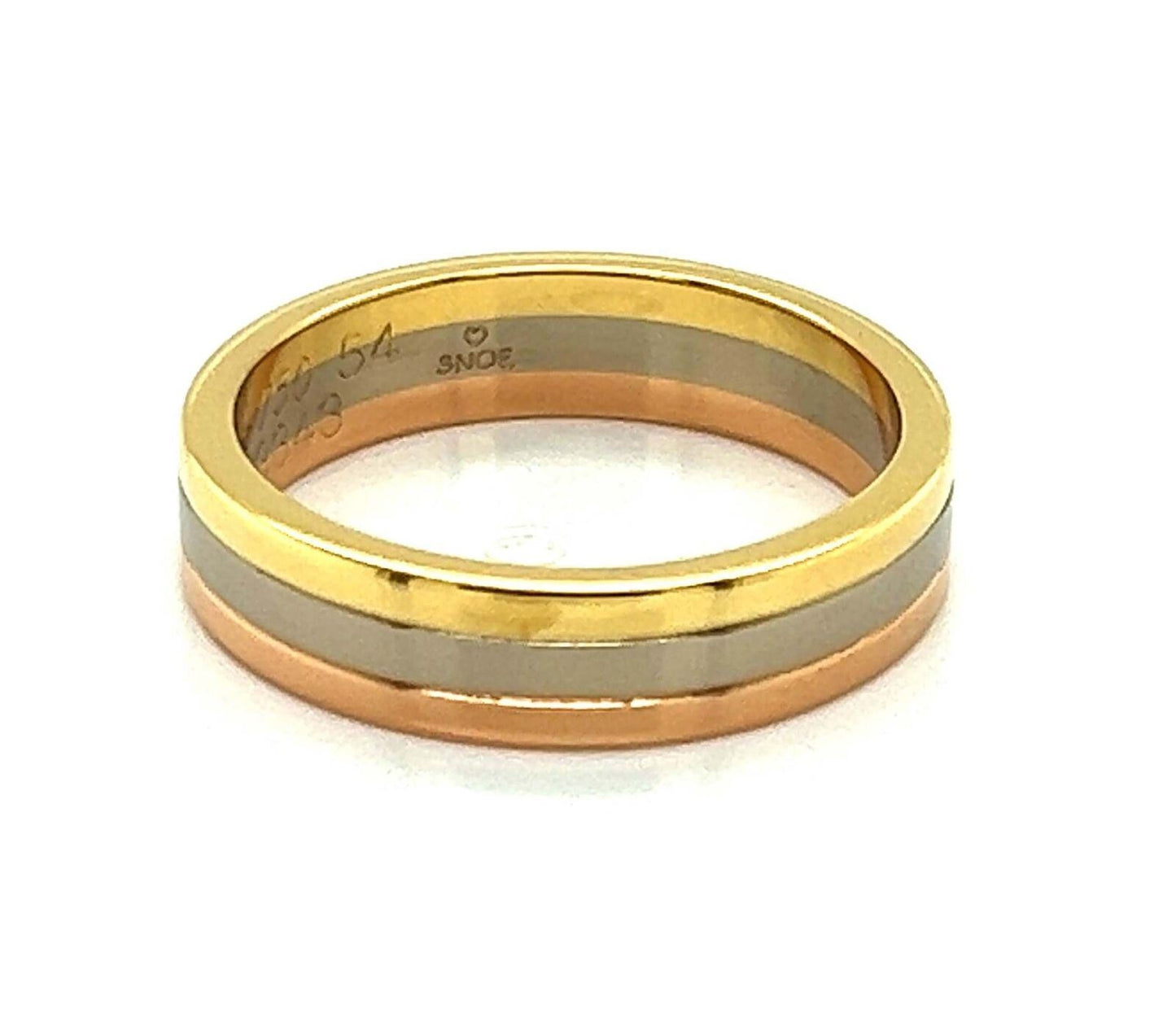 Cartier Vendome Louis Cartier 18k Tri-Color Gold 4.8mm Band Ring w/Cert-6.5