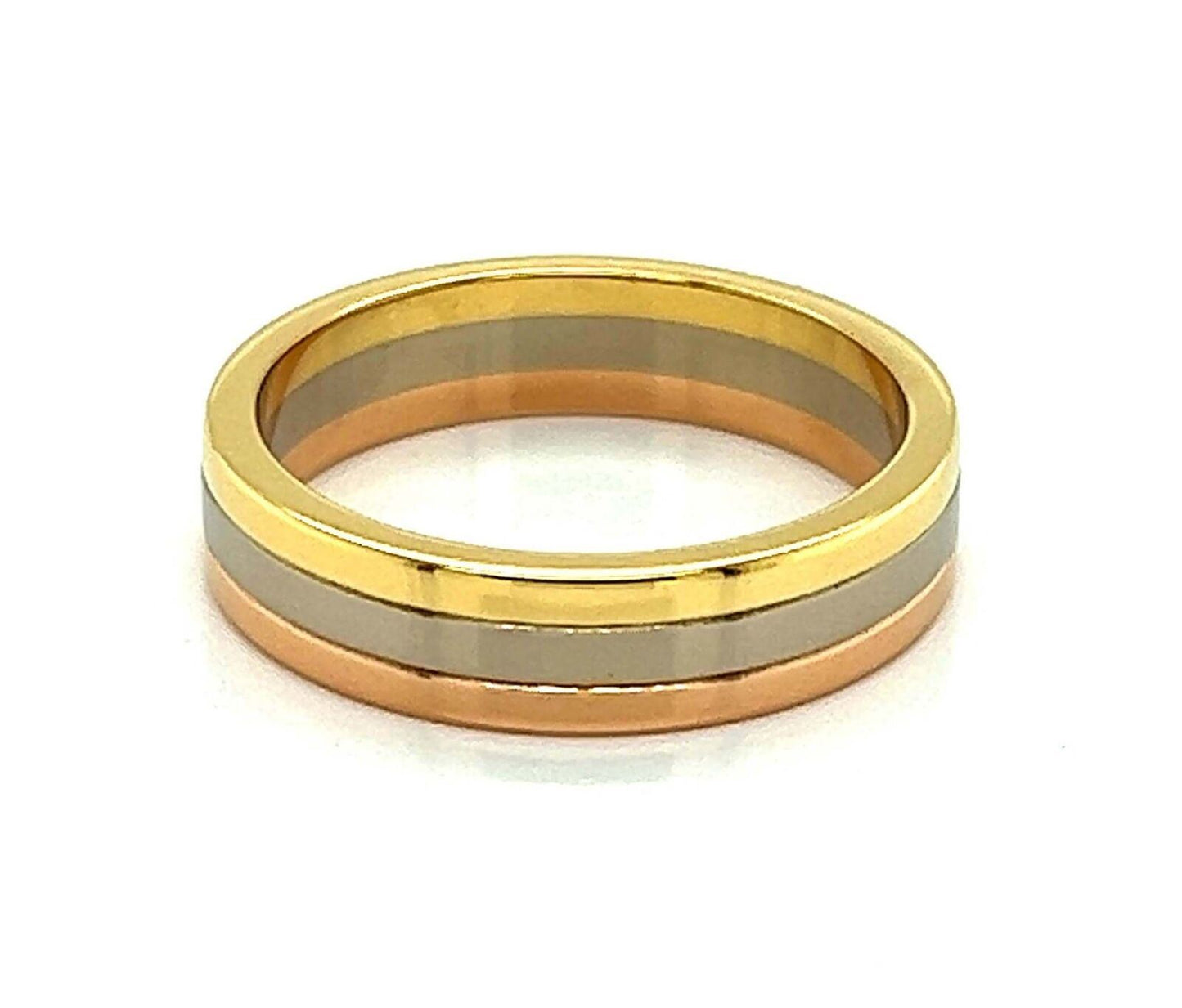 Cartier Vendome Louis Cartier 18k Tri-Color Gold 4.8mm Band Ring w/Cert-6.5