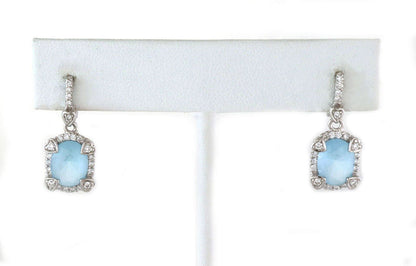 Judith Ripka Diamonds Frosted Blue Topaz 18k White Gold Dangle Earrings