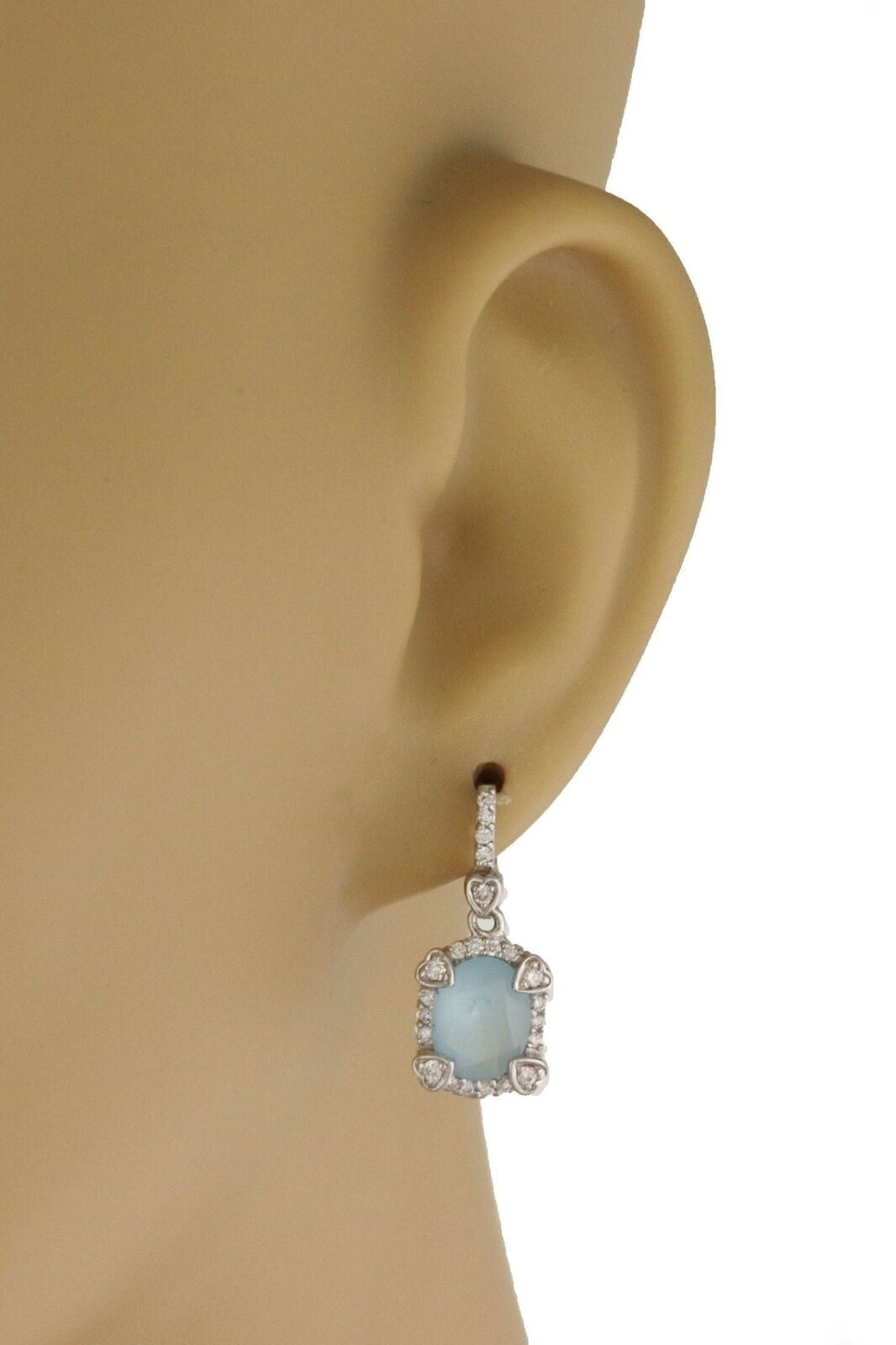 Judith Ripka Diamonds Frosted Blue Topaz 18k White Gold Dangle Earrings