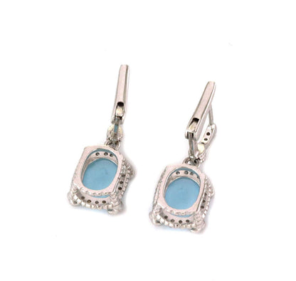 Judith Ripka Diamonds Frosted Blue Topaz 18k White Gold Dangle Earrings