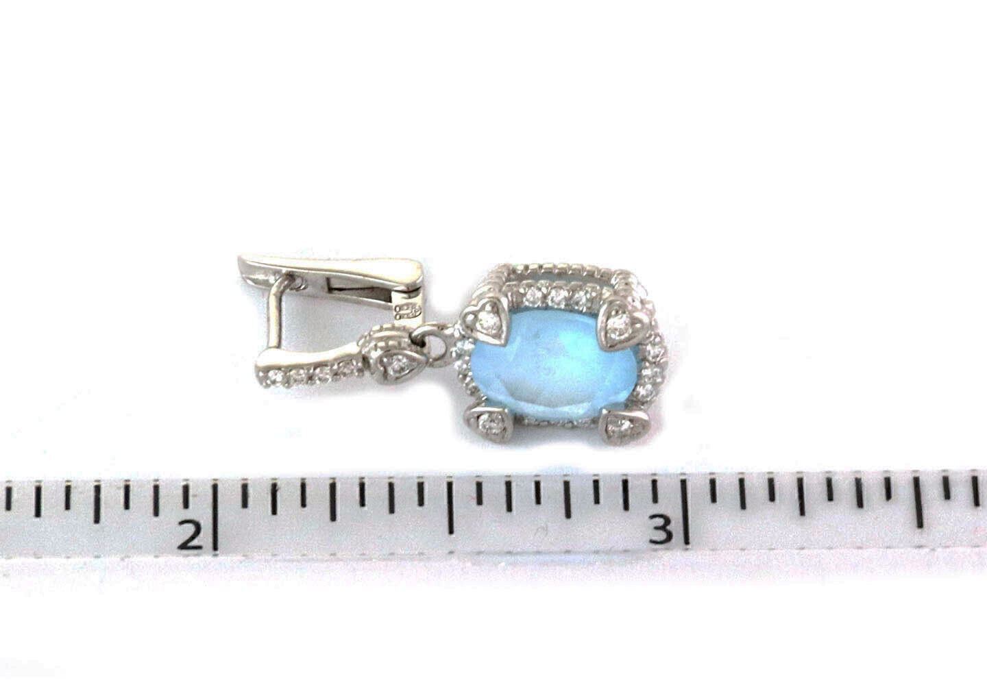 Judith Ripka Diamonds Frosted Blue Topaz 18k White Gold Dangle Earrings