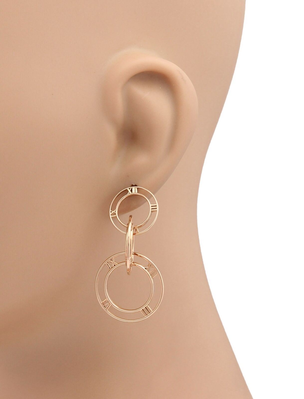 Tiffany & Co. Atlas 18k Rose Gold Triple Graduated Hoops Dangle Earrings