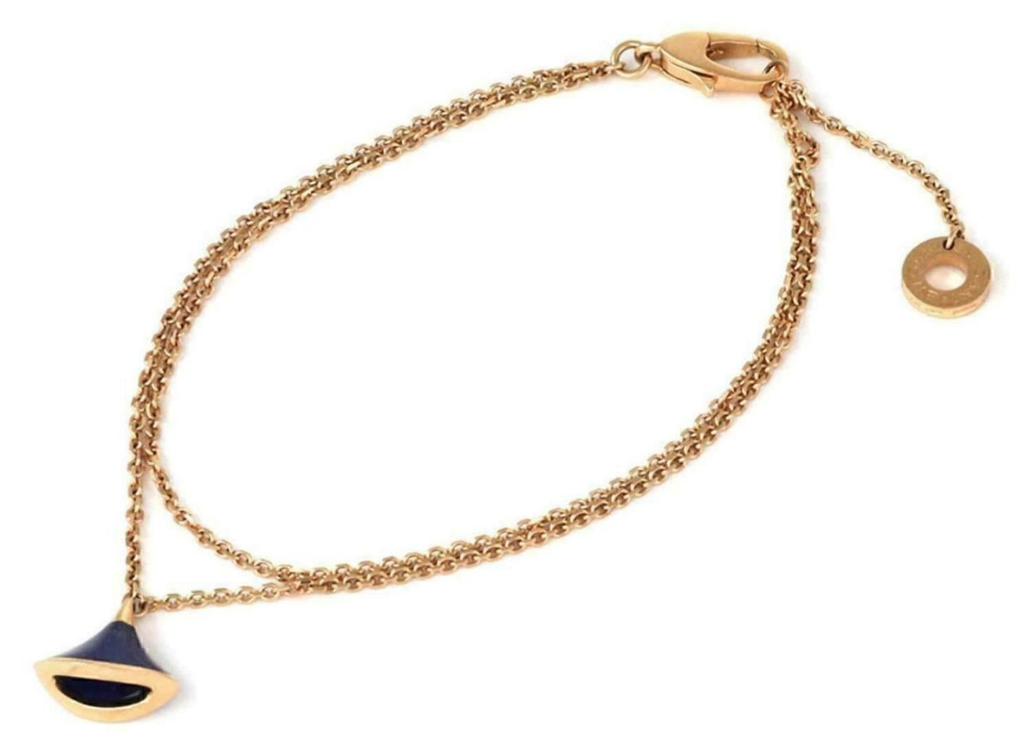 Bvlgari Diva's Dream Lapis 18k Rose Gold Charm Double Chain Bracelet