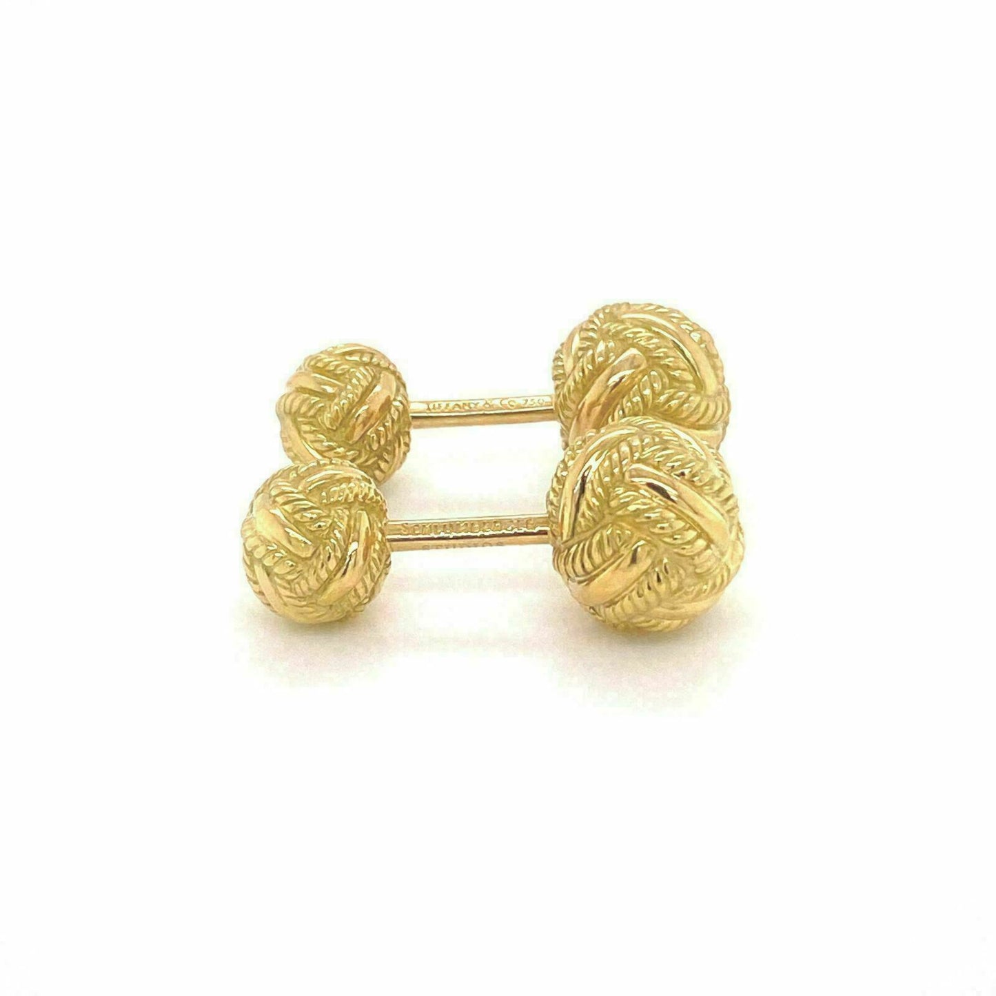 Tiffany & Co. Schlumberger 18k Yellow Gold Double Woven Knot Cufflinks