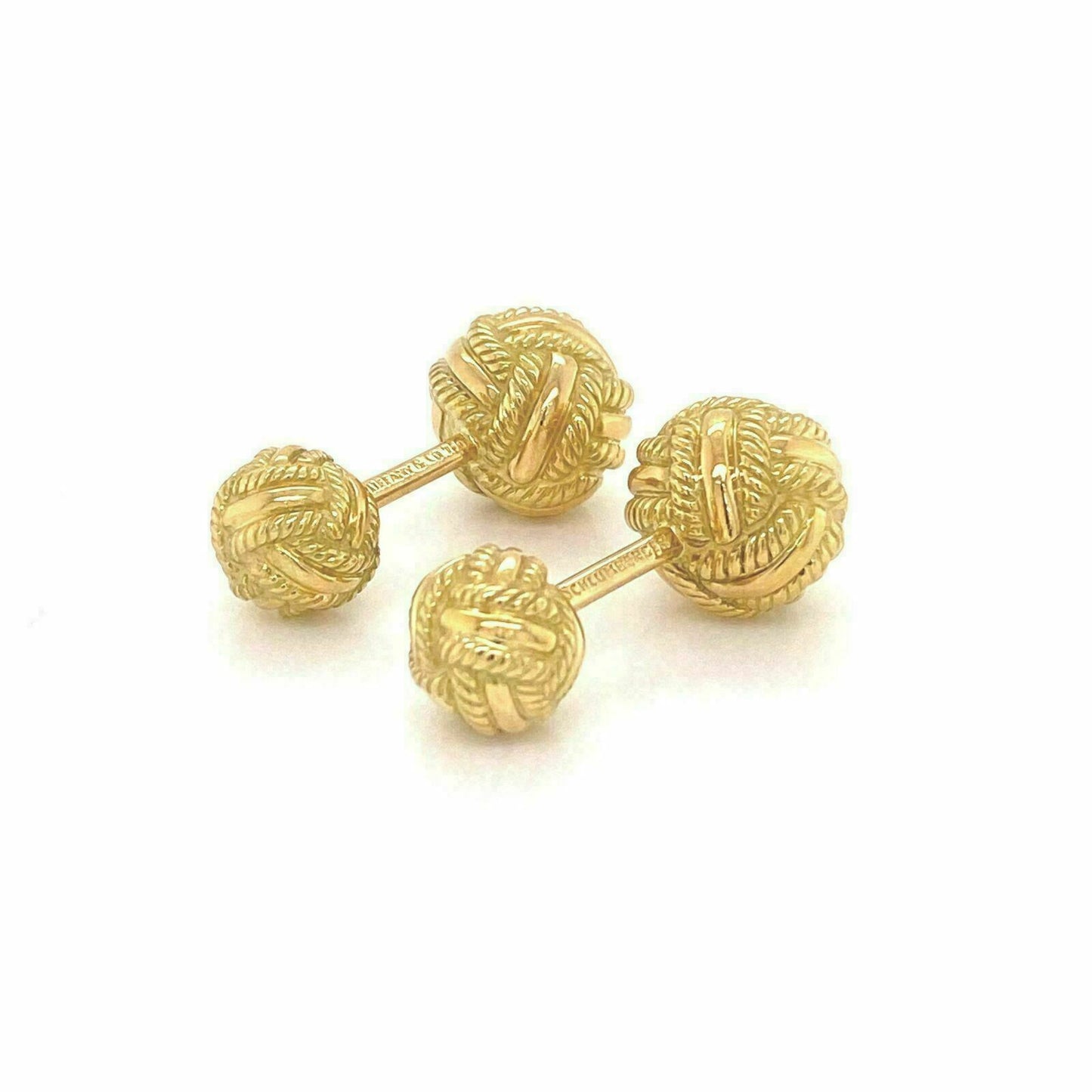 Tiffany & Co. Schlumberger 18k Yellow Gold Double Woven Knot Cufflinks