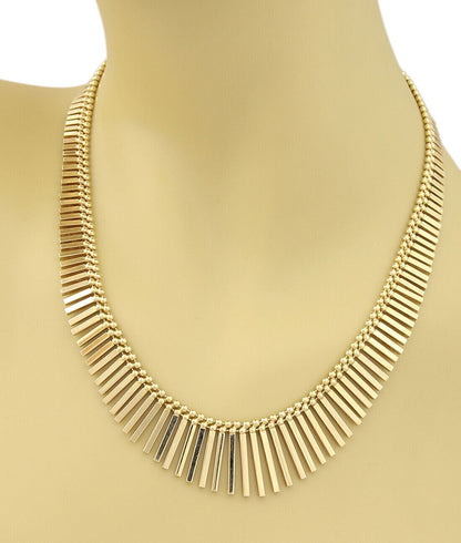 Multi Bars & Bead Drape 14k Yellow Gold Necklace - 37gr.