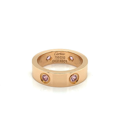 Cartier Love 18k Pink Gold 6 Pink Sapphire Band Ring w/Paper - Size 6