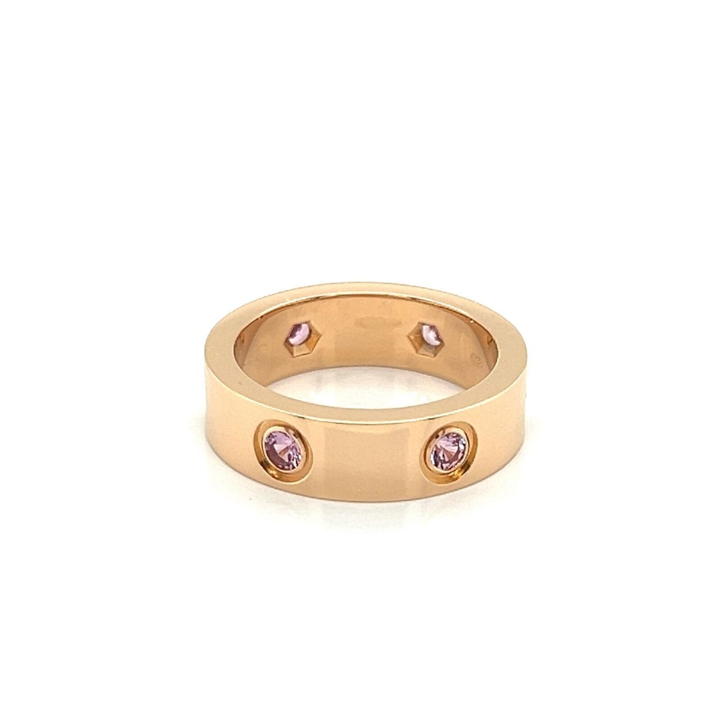 Cartier Love 18k Pink Gold 6 Pink Sapphire Band Ring w/Paper - Size 6