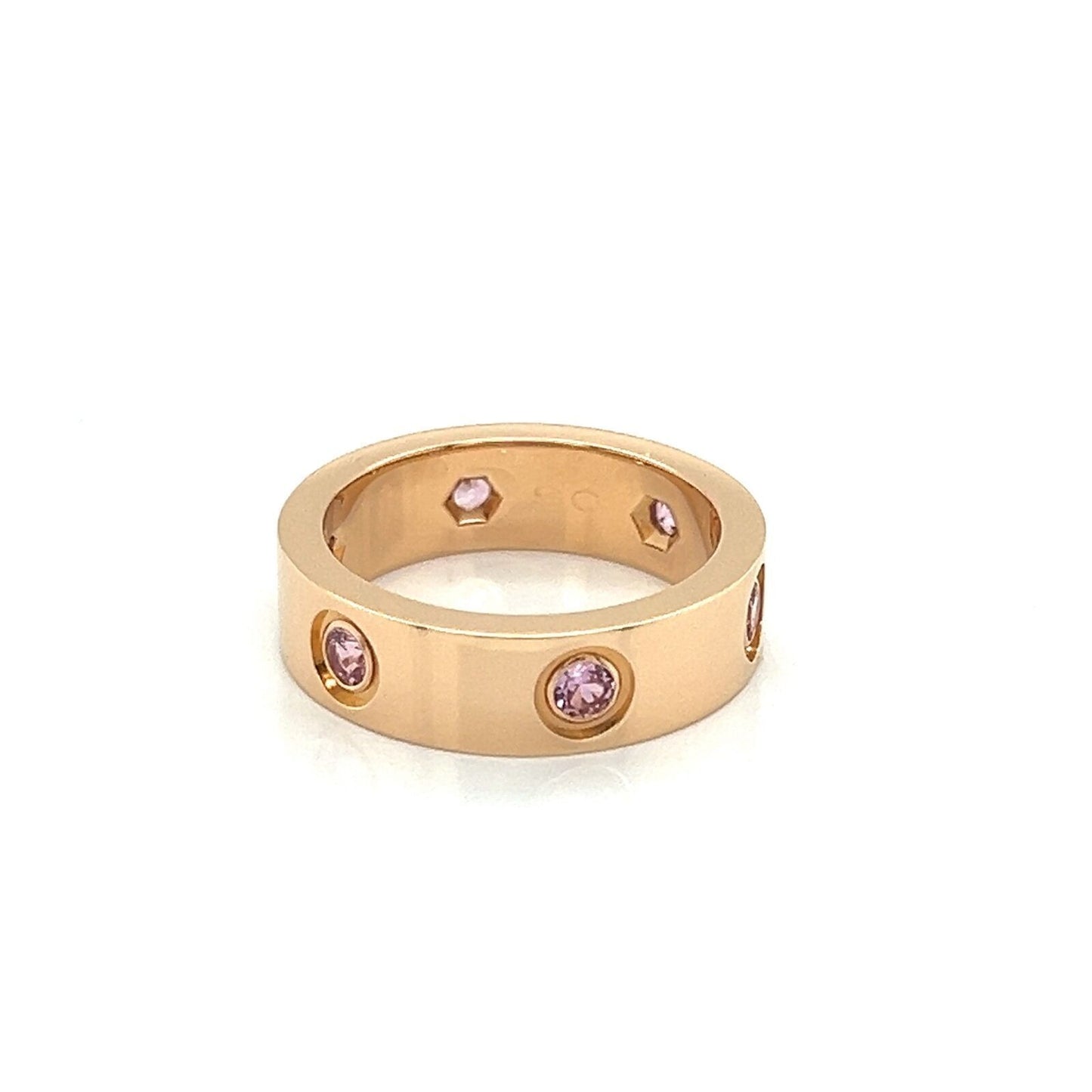 Cartier Love 18k Pink Gold 6 Pink Sapphire Band Ring w/Paper - Size 6