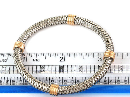 Roberto Coin 18k Two Tone Gold Basket Weave Flex Bangle Bracelet