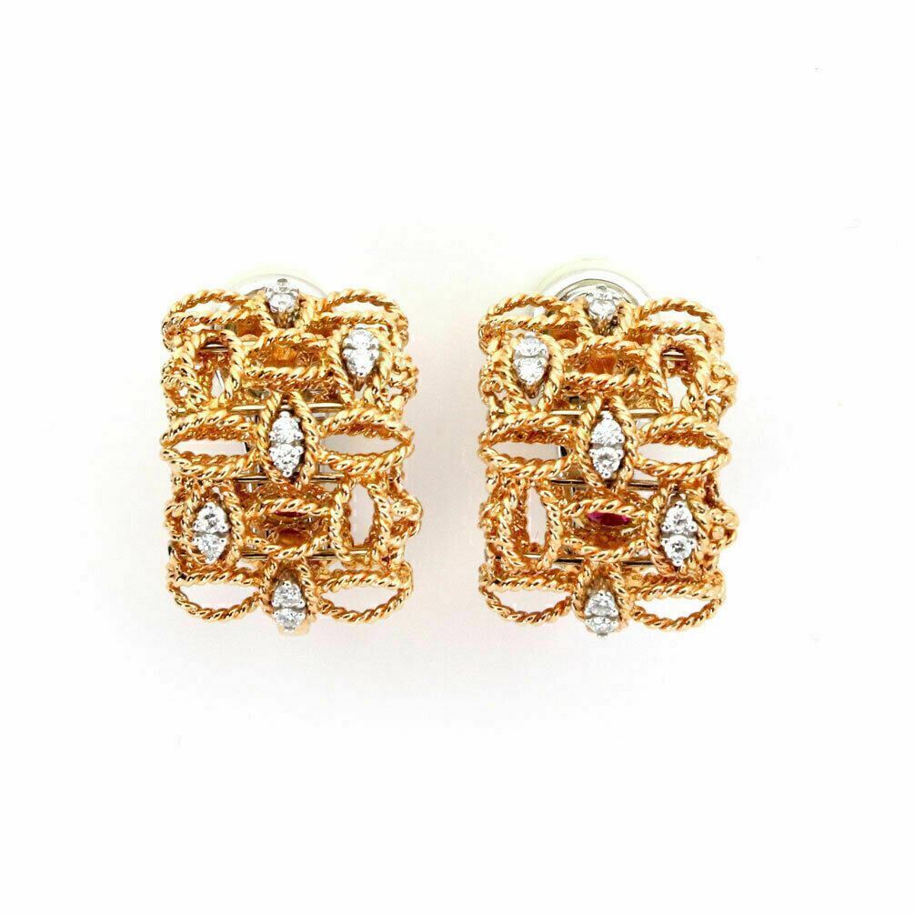 Roberto Coin Barocco Diamond 18k Rose Gold Earrings
