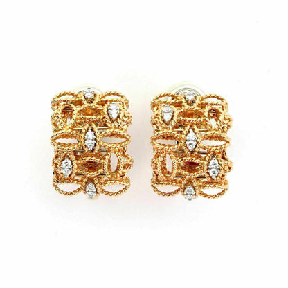 Roberto Coin Barocco Diamond 18k Rose Gold Earrings