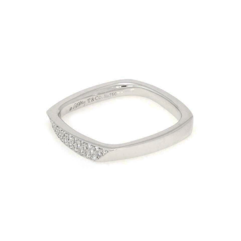 Tiffany & Co. Frank Gehry Torque 18k White Gold Diamond Square Ring