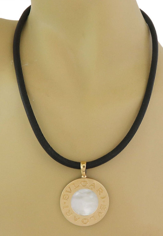 Bvlgari Mother of Pearl Onyx 18k Yellow Gold & Steel Reversible Pendant Necklace