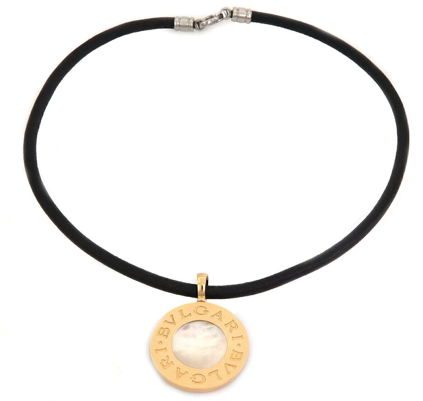 Bvlgari Mother of Pearl Onyx 18k Yellow Gold & Steel Reversible Pendant Necklace