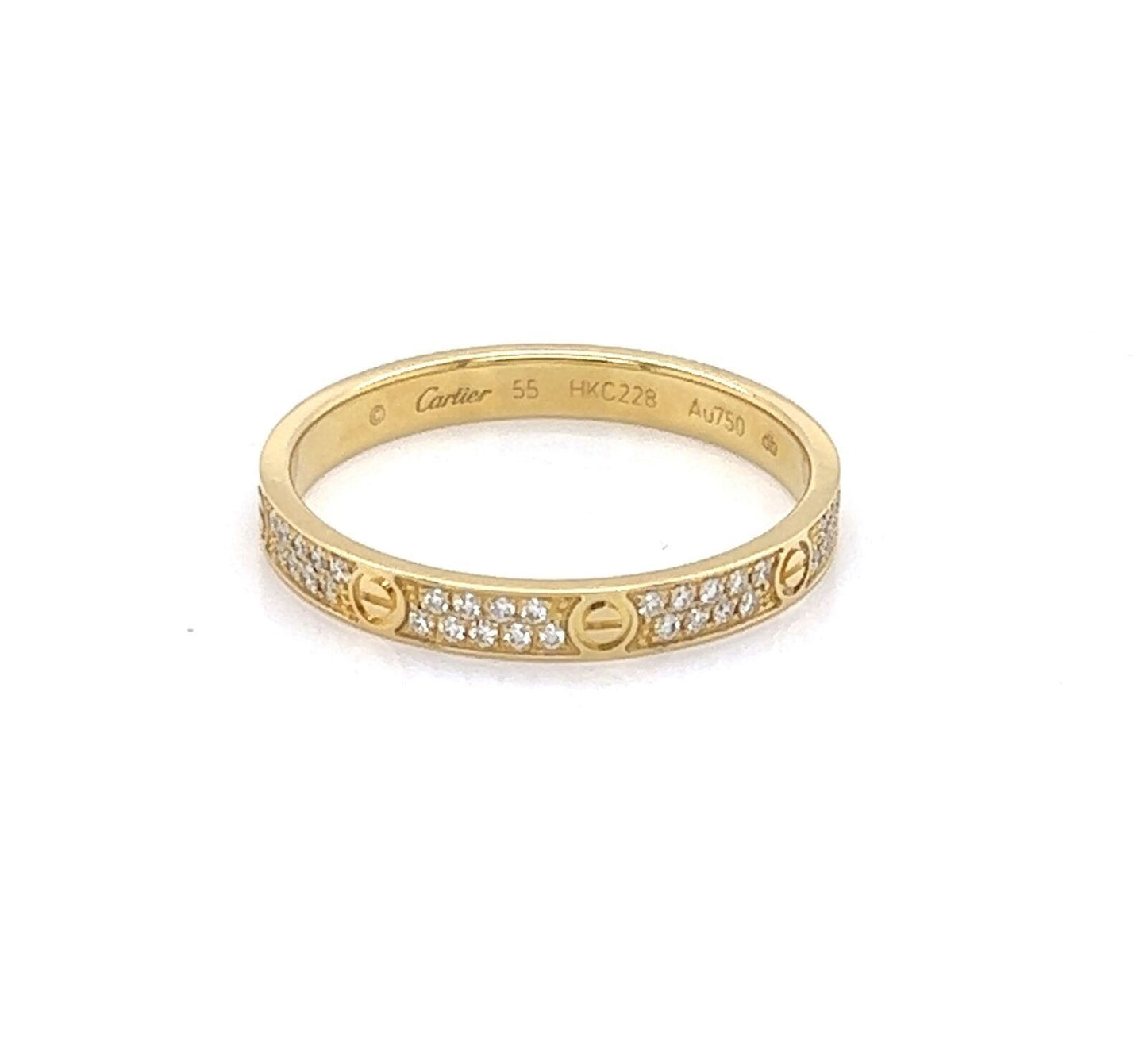 Cartier Love 18k Yellow Gold Small Model Diamond Band Ring w/Paper - Size 7