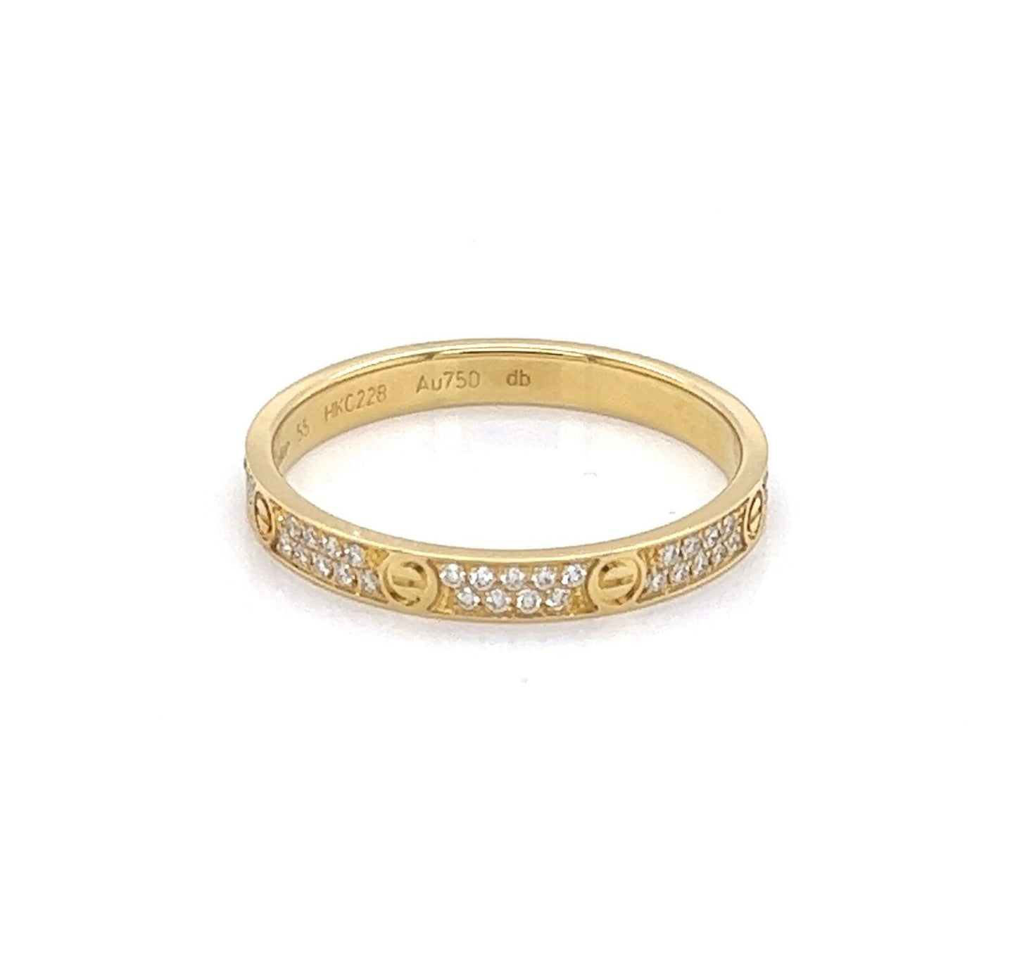 Cartier Love 18k Yellow Gold Small Model Diamond Band Ring w/Paper - Size 7