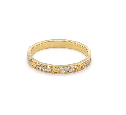 Cartier Love 18k Yellow Gold Small Model Diamond Band Ring w/Paper - Size 7