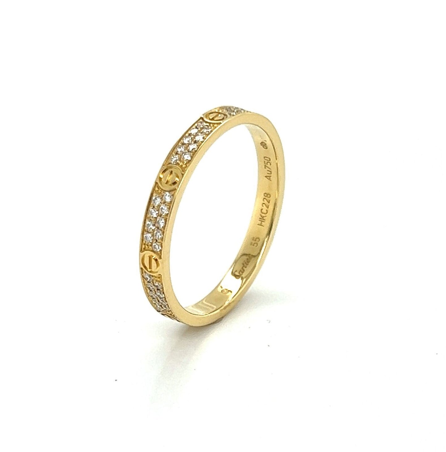 Cartier Love 18k Yellow Gold Small Model Diamond Band Ring w/Paper - Size 7