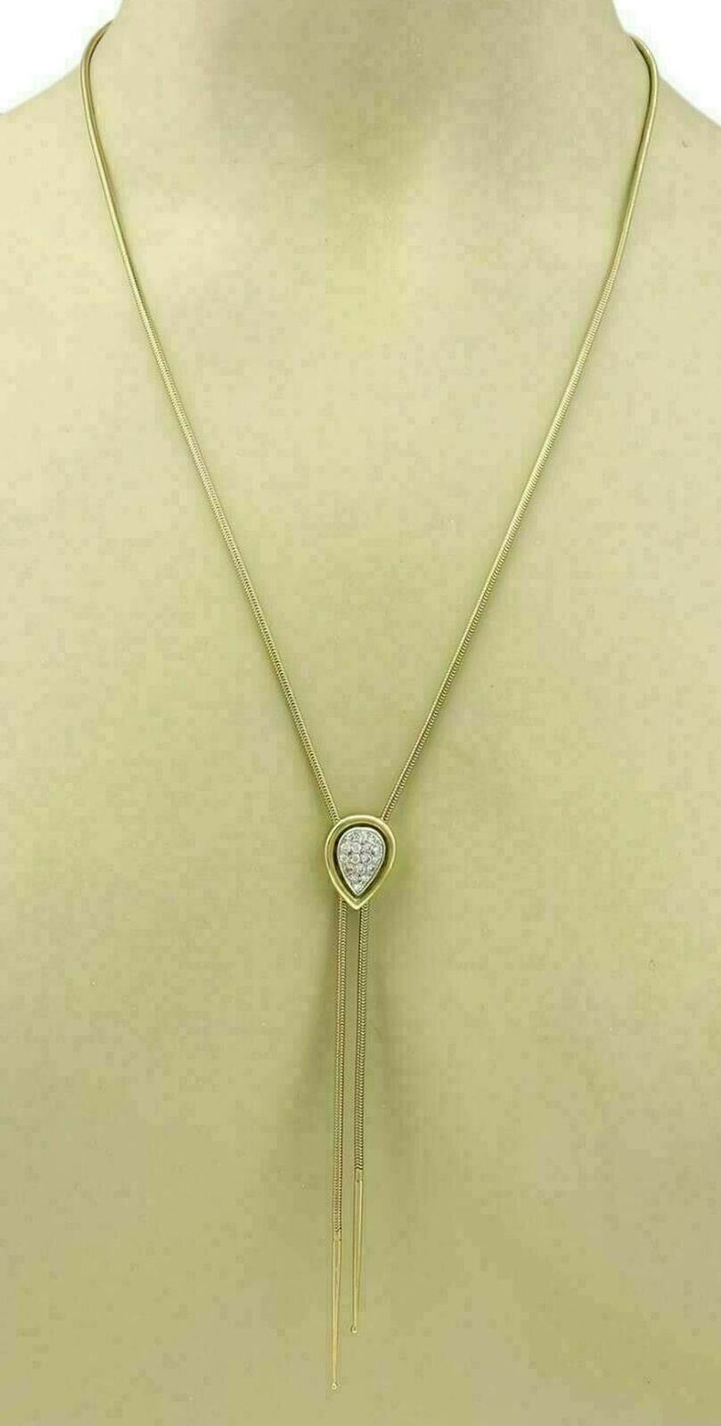 Pave Diamond 14k Yellow Gold Snake Slider Pendant Necklace