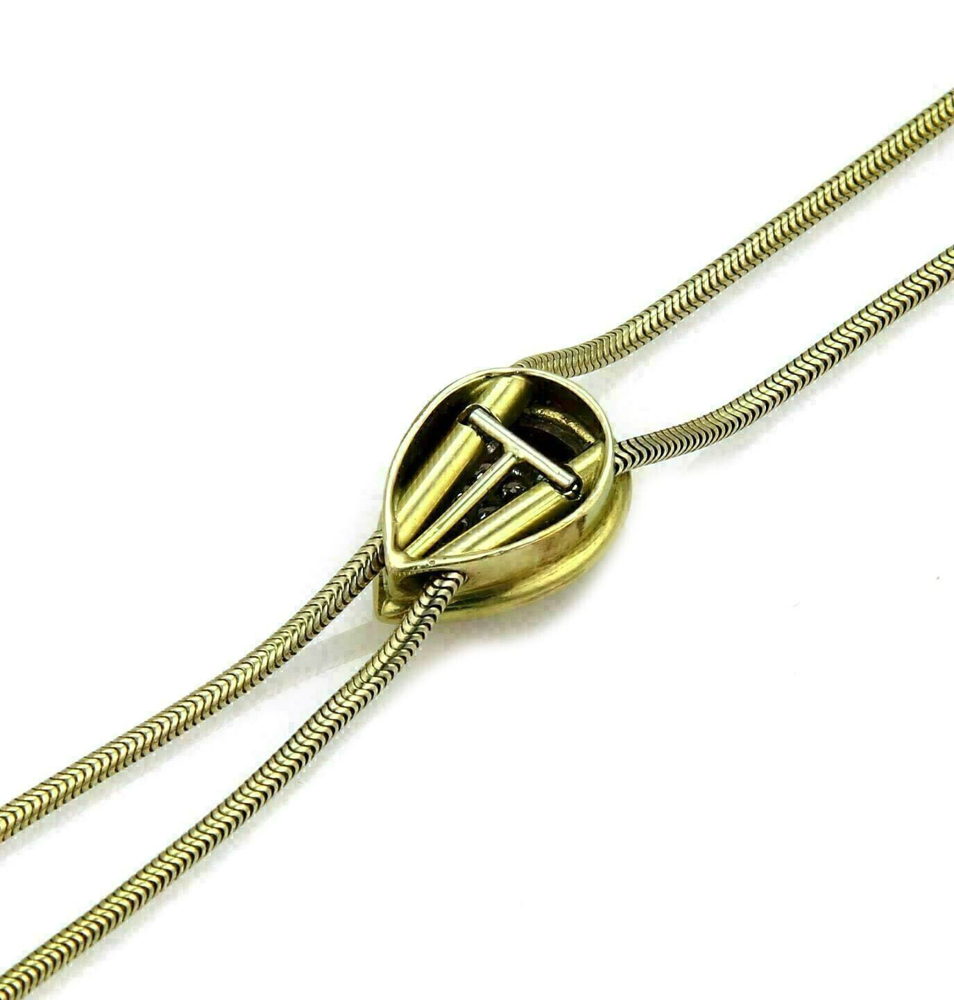 Pave Diamond 14k Yellow Gold Snake Slider Pendant Necklace