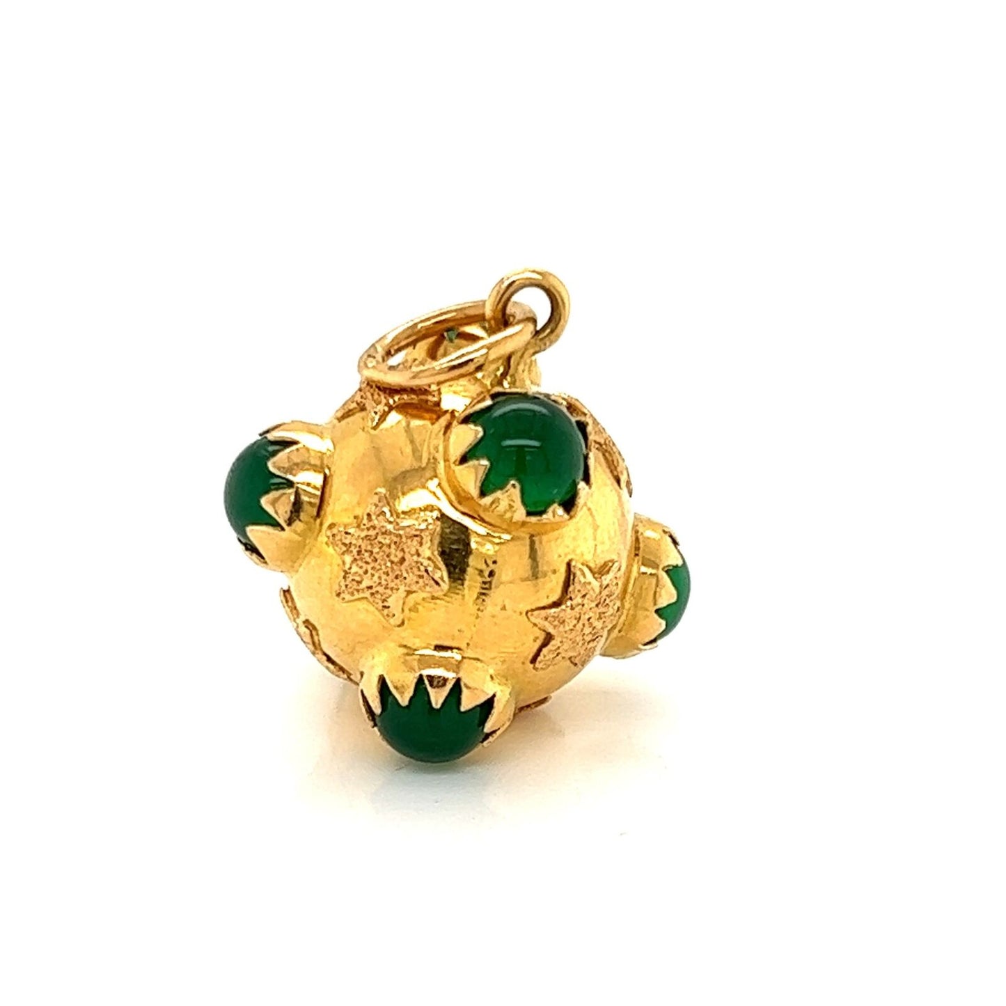 Green Onyx Fancy 18k Yellow Gold Ball Charm Pendant