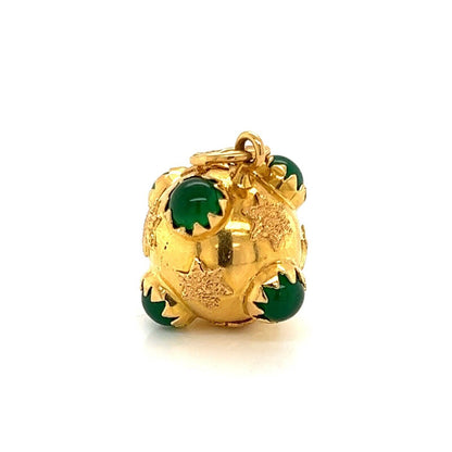 Green Onyx Fancy 18k Yellow Gold Ball Charm Pendant