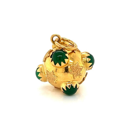 Green Onyx Fancy 18k Yellow Gold Ball Charm Pendant