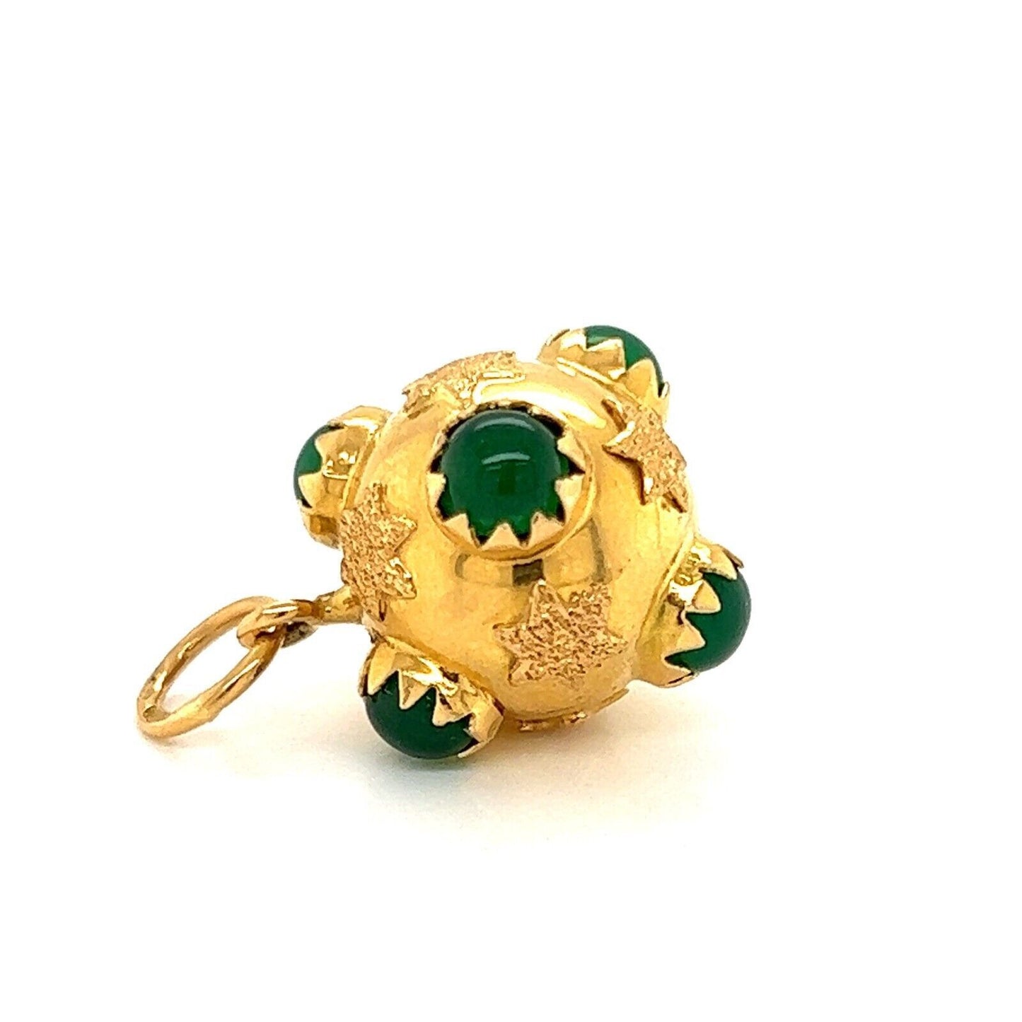 Green Onyx Fancy 18k Yellow Gold Ball Charm Pendant