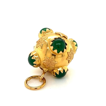 Green Onyx Fancy 18k Yellow Gold Ball Charm Pendant