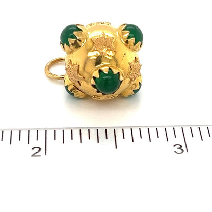 Green Onyx Fancy 18k Yellow Gold Ball Charm Pendant