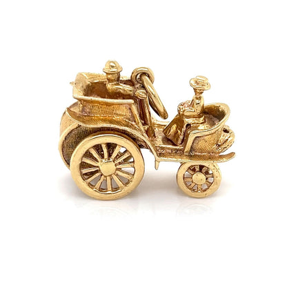 3D 14k Yellow Gold Open Top Animated Carriage Charm Pendant