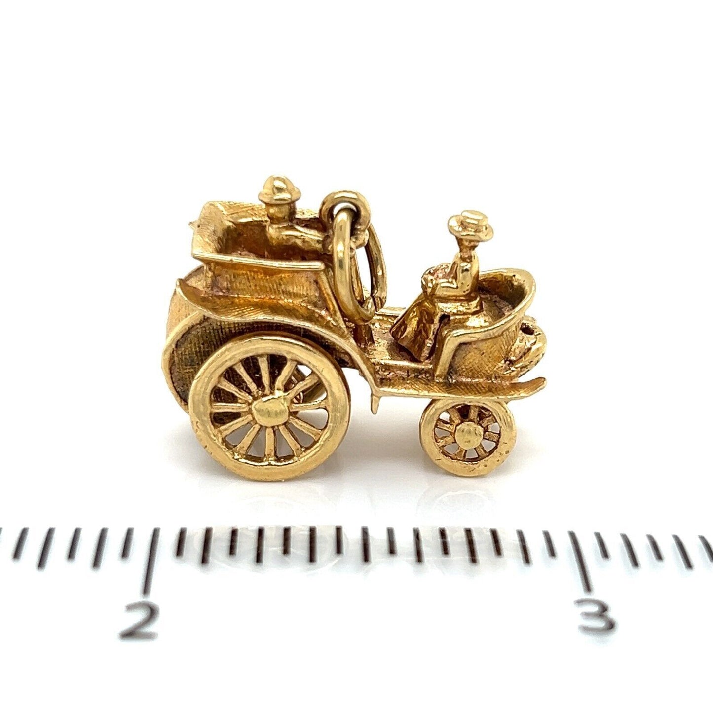 3D 14k Yellow Gold Open Top Animated Carriage Charm Pendant