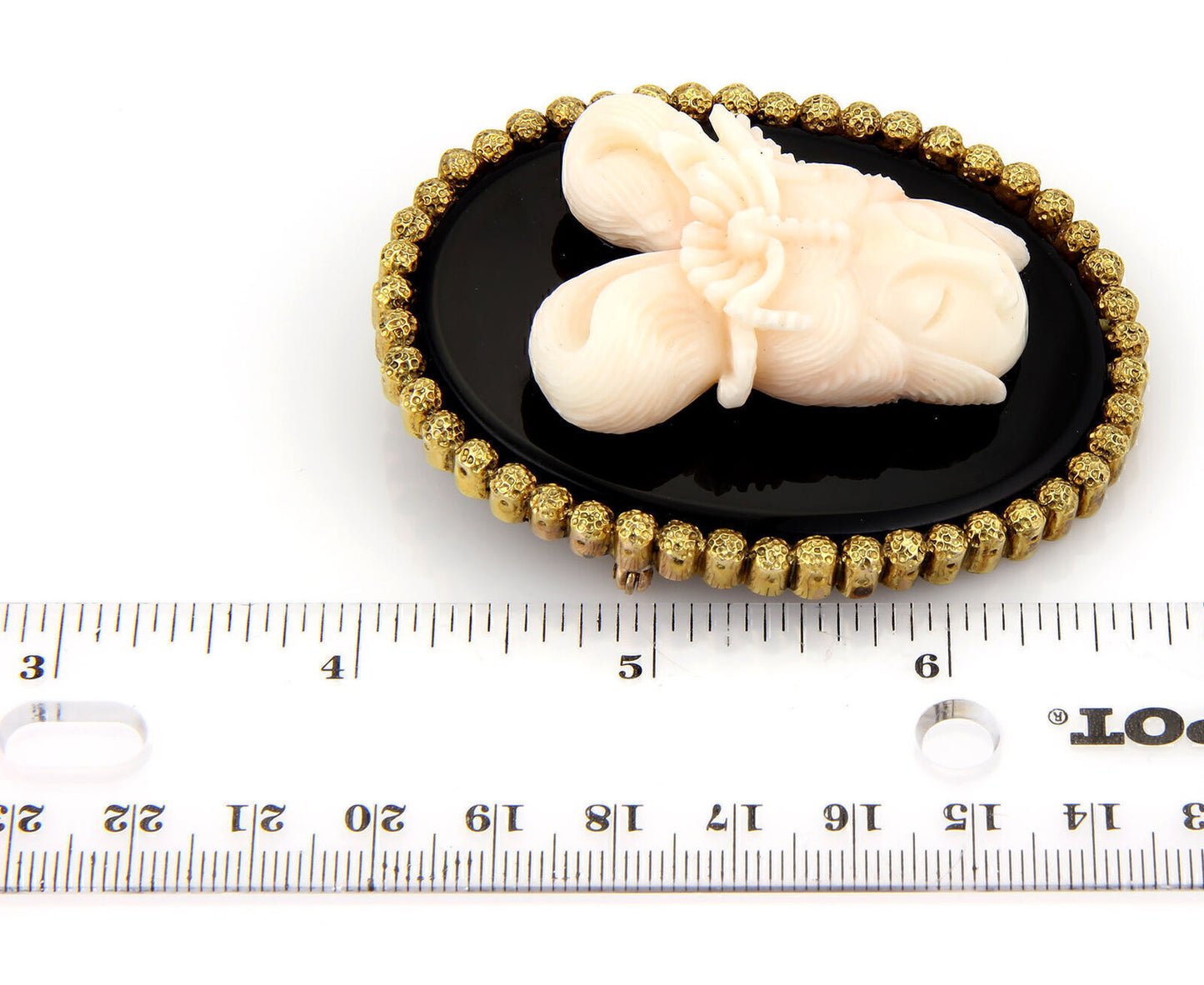 Angel Skin Coral Onyx 14k Yellow Gold Carved Quan Yin Pendant Pin Brooch