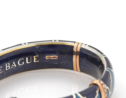 Nouvelle Bague Diamond Blue Enamel 18k Rose Gold & Sterling Bangle Bracelet