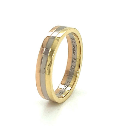 Cartier Vendome Louis Cartier 18k Tri-Color Gold 4.8mm Band Ring w/Cert -Size 10