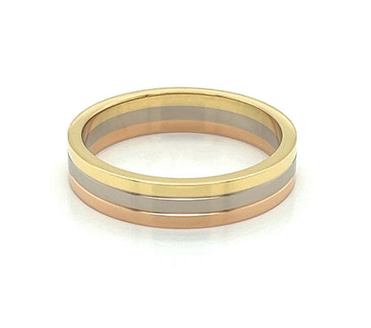 Cartier Vendome Louis Cartier 18k Tri-Color Gold 4.8mm Band Ring w/Cert -Size 10