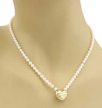 Tiffany & Co. 18k Yellow Gold Cupid Arrow Heart Pendant Pearls Necklace