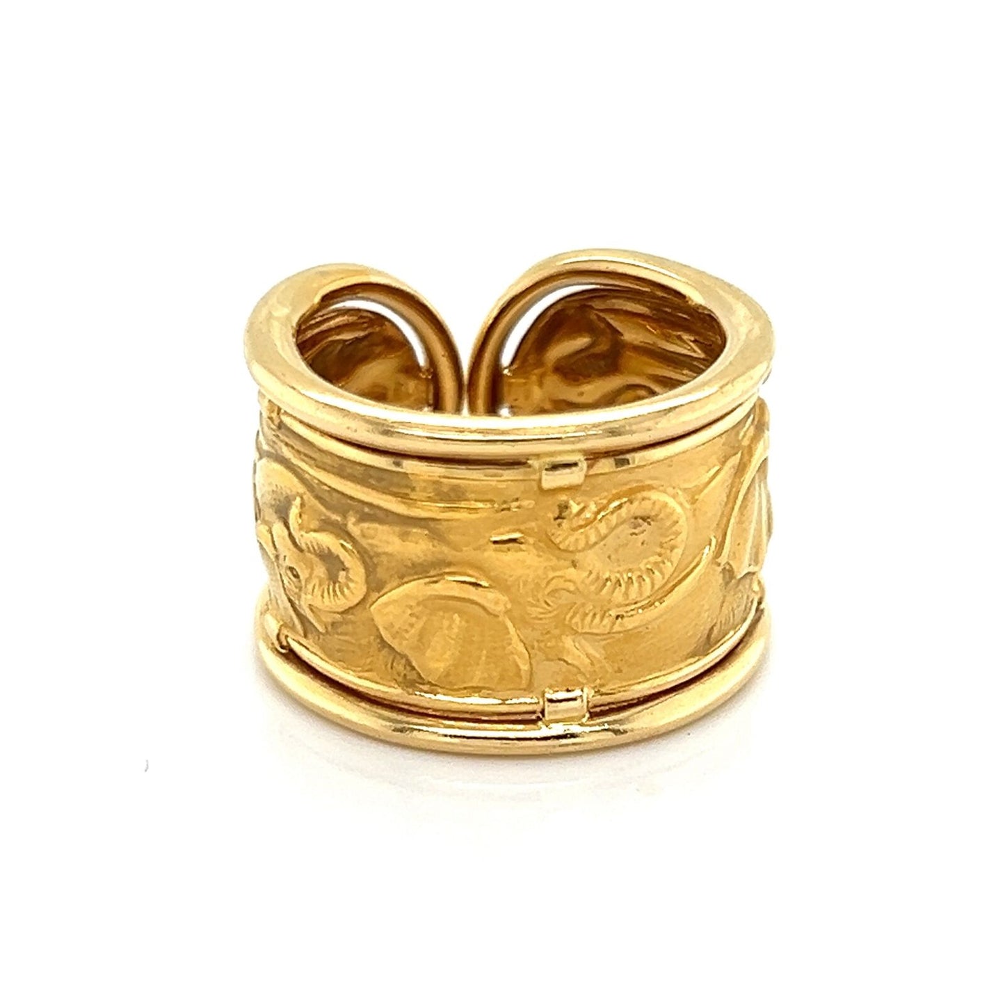 Carrera y Carrera Elephant 18k Yellow Gold Wide Cuff Ring w/Card - Size 6