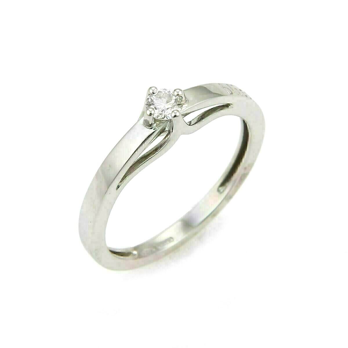 Bliss Damiani Kate Solitaire 0.20ct Diamond 18k White Gold Ring - size 7