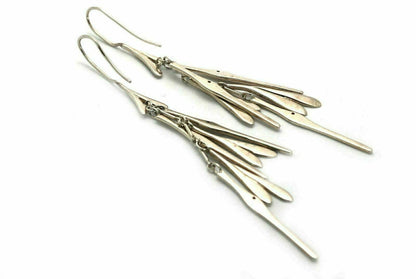 Birks of Canada Sterling Silver Fancy Multi-Bar Drop Dangle Earrings