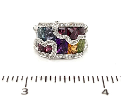 Bellarri Diamond & Gems 18k White Gold Band Ring - Size 7