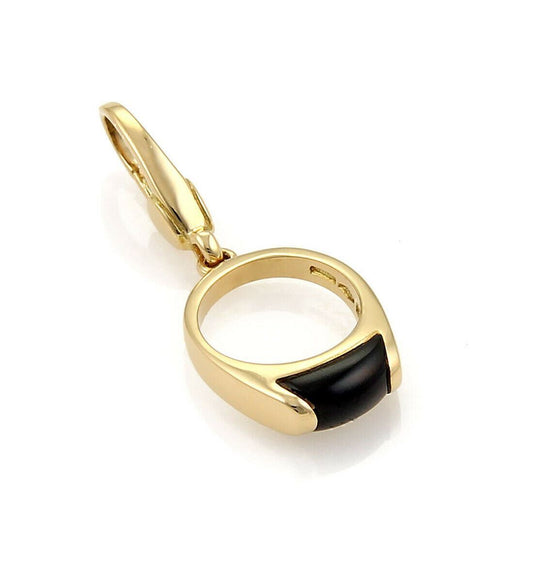 Bvlgari Tronchetto Onyx 18k Yellow Gold Mini Ring Charm Pendant