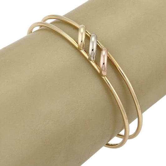 Cartier Trinity 18k Tri-Color Gold Open Double Wire Cuff Bangle Bracelet w/Paper